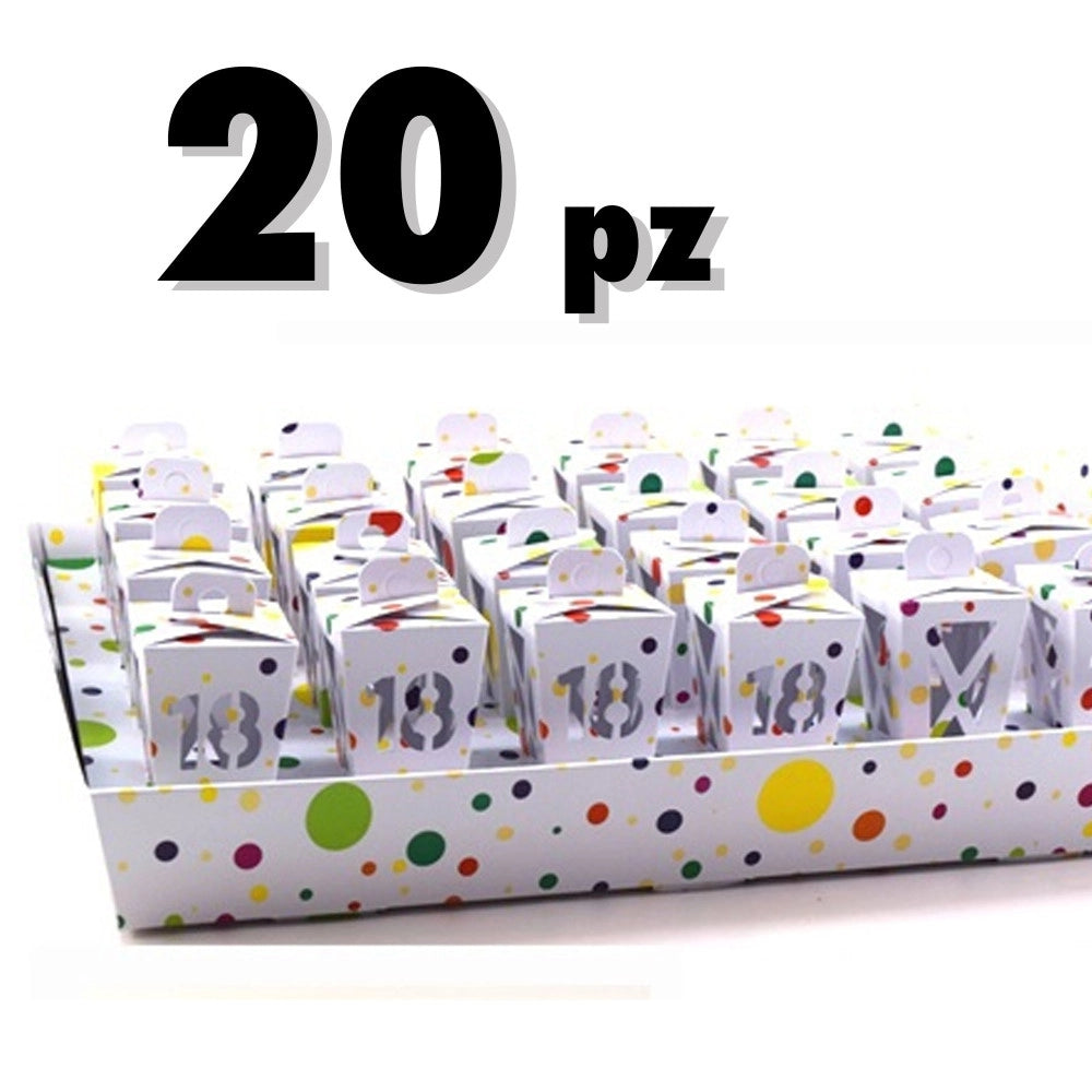 Trade Shop - 20 Pz Bomboniere Lanterna Vari Colori Colorati Festa 18 Anni Astucci -