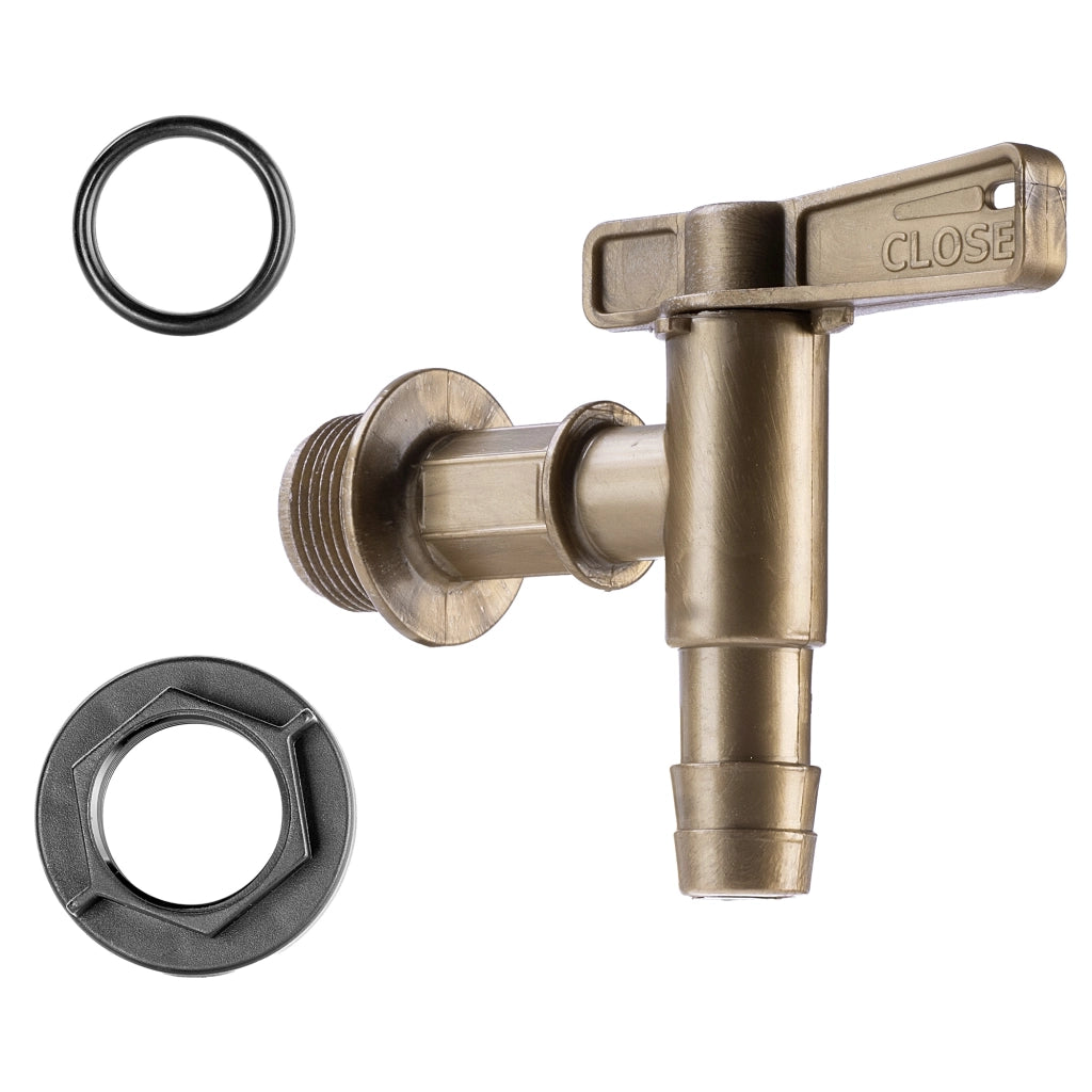 Rubinetto da giardino KADAX 3/4 per serbatoio di acqua piovana con valvola a barilotto.
