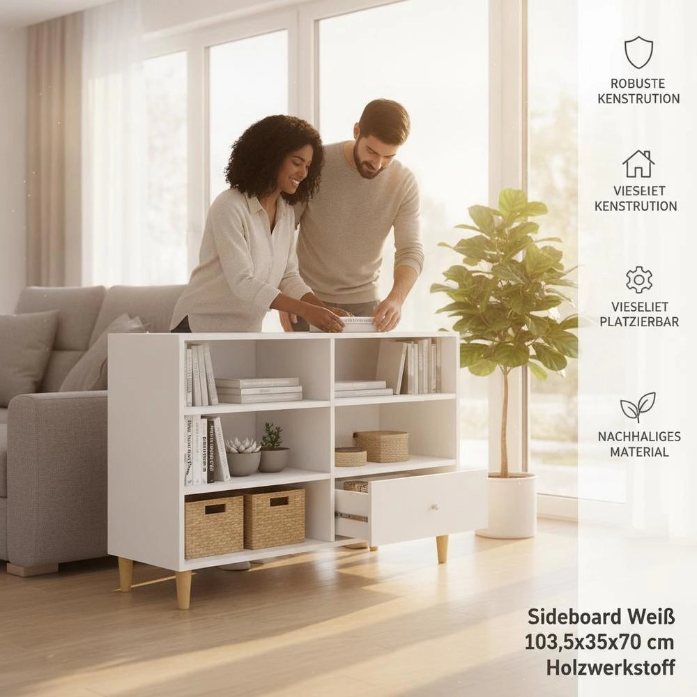 Sideboard White 103.5x35x70 Cm Wood-based Material