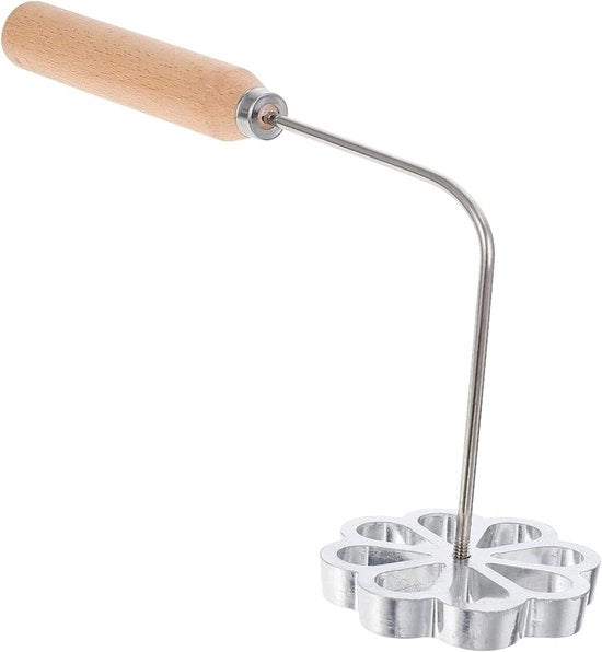 Set di stampi per wafel con manico e timbale a rosacee in acciaio - Forme per prodotti fritti e cotti - Utensili da cucina per la casa - Set di forme a fiori per la cottura