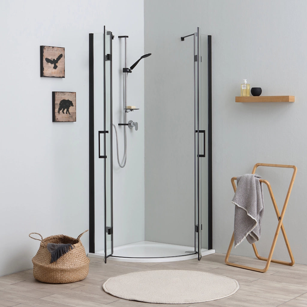 Box doccia semicircolare 90x90 apertura battente nero