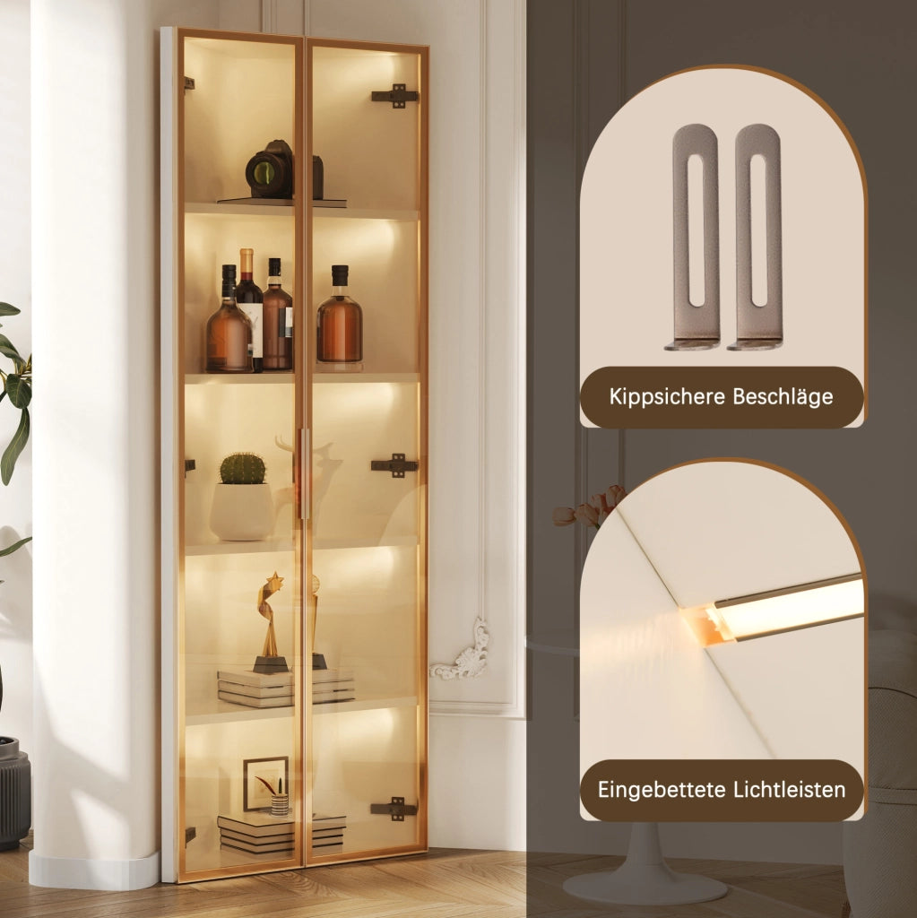 Vetrina angolare bianca con LED 62 x 35 x 160 cm