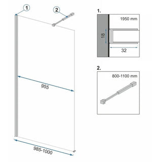 Parete Doccia Rea Aero Black Mat 100