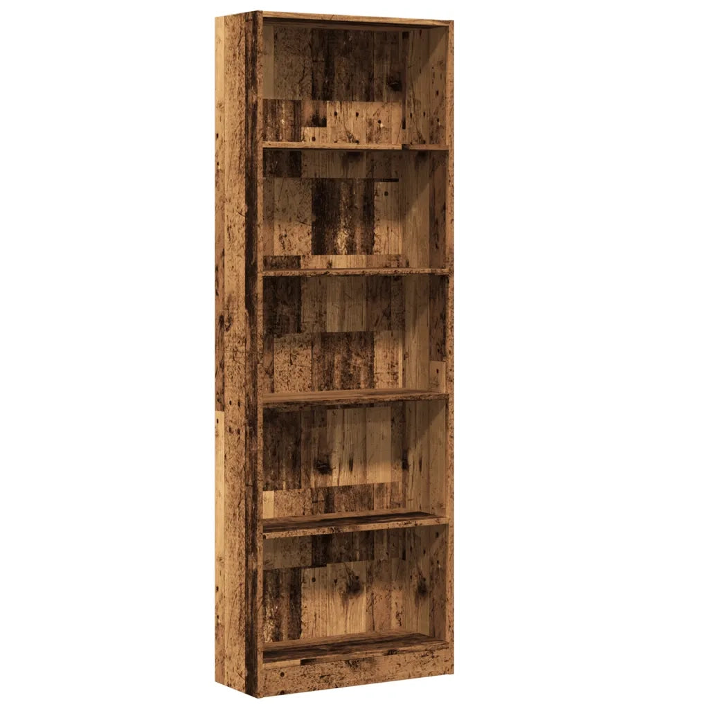 Libreria-Scaffale per Libri-Mobile di Stoccaggio Legno Antico 60x24x176 cm in Legno Multistrato