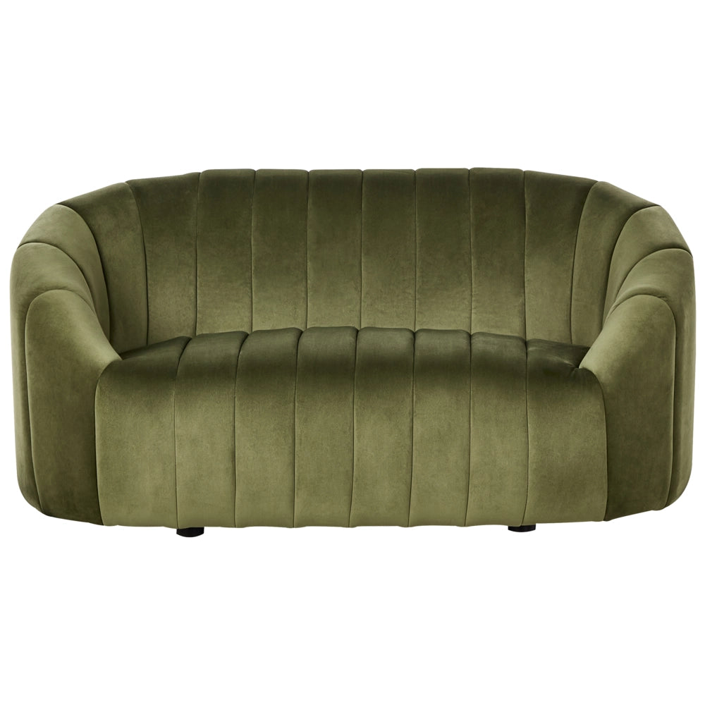 Divano 2 posti in velluto verde scuro Design contemporaneo e retrò Seduta imbottita e schienale basso