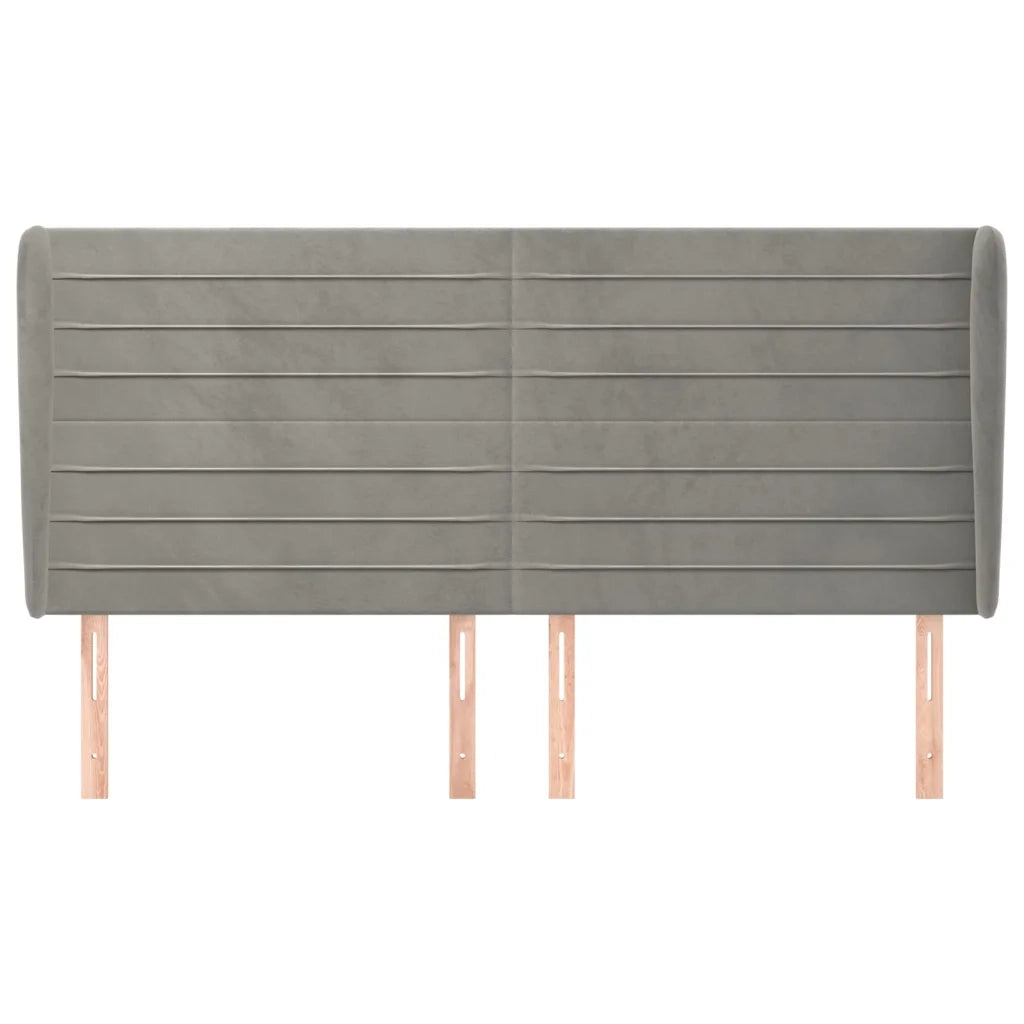 Testiera | Testata ad Orecchio Grigio Chiaro 183x23x118/128 cm in Velluto