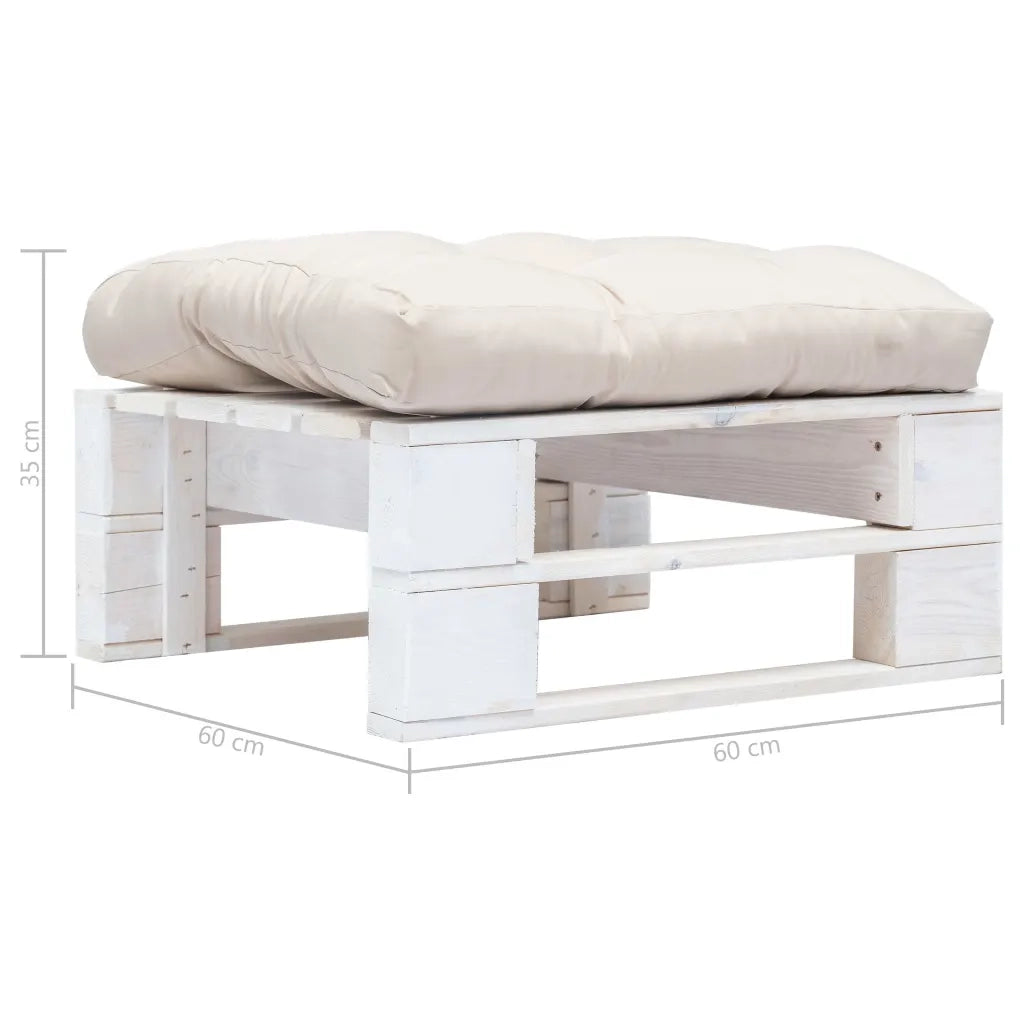 Ottomana Pallet da Giardino con Cuscino Bianco Sabbia in Legno 277374