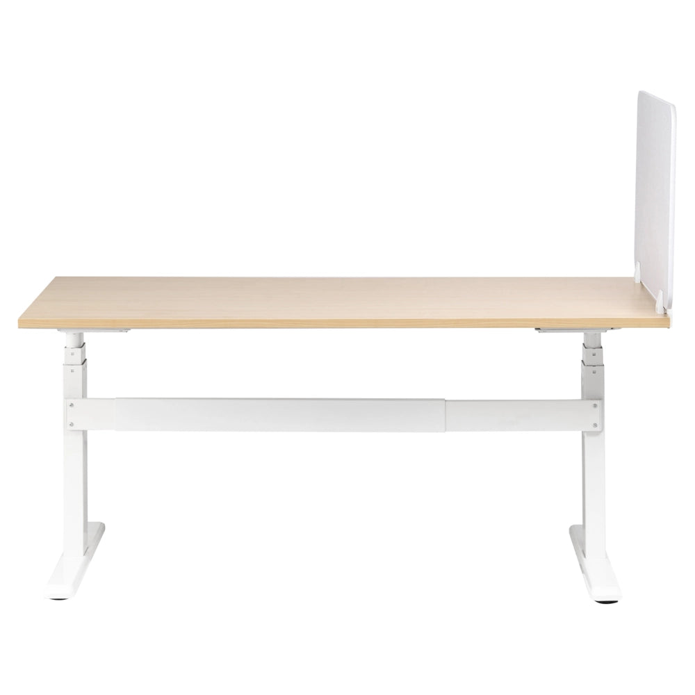 Pannello Divisorio da Scrivania Bianco Sporco in PET con Rivestimento in Tessuto 72 x 50 cm Schermo Acustico per Ufficio e Home Office