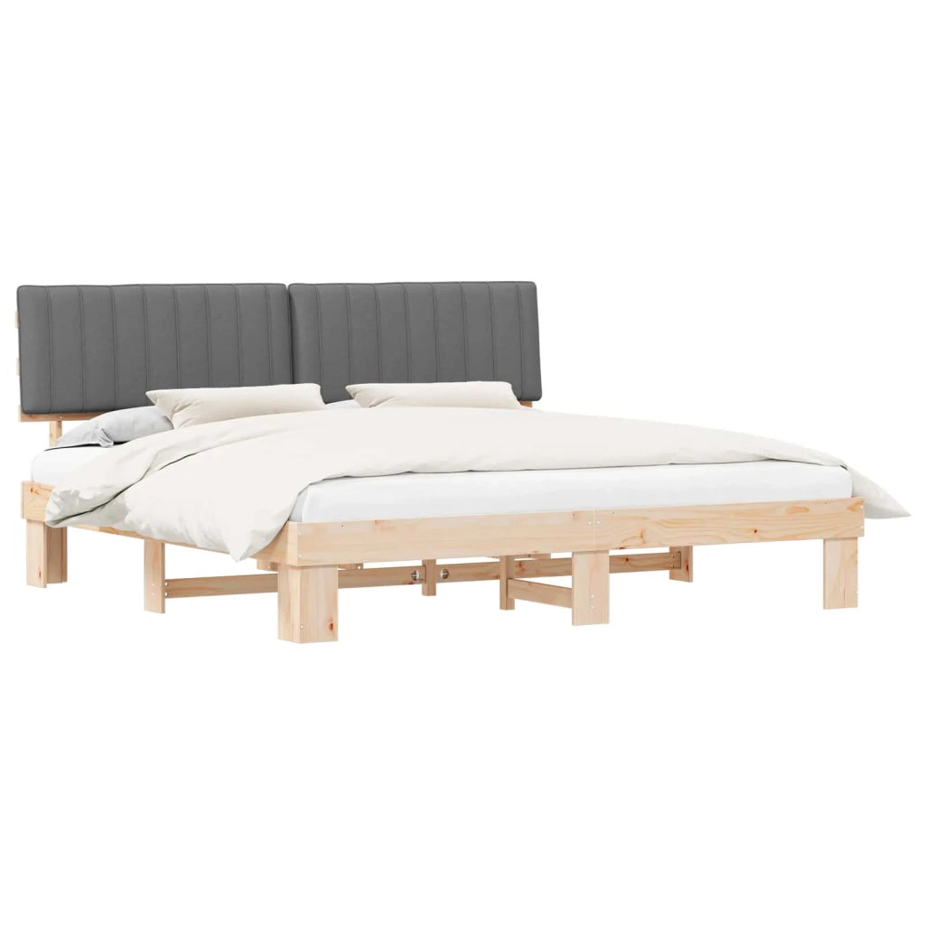 Letto con Testiera Rivestita Grigio chiaro 200 x 200 cm