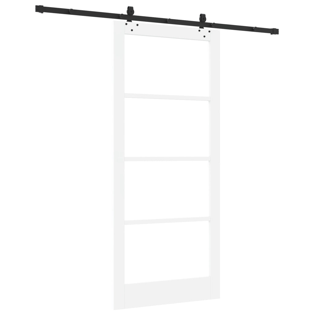 Porta Scorrevole  con Set di Hardware Bianca 93x211 cm in Legno Massello di Pino