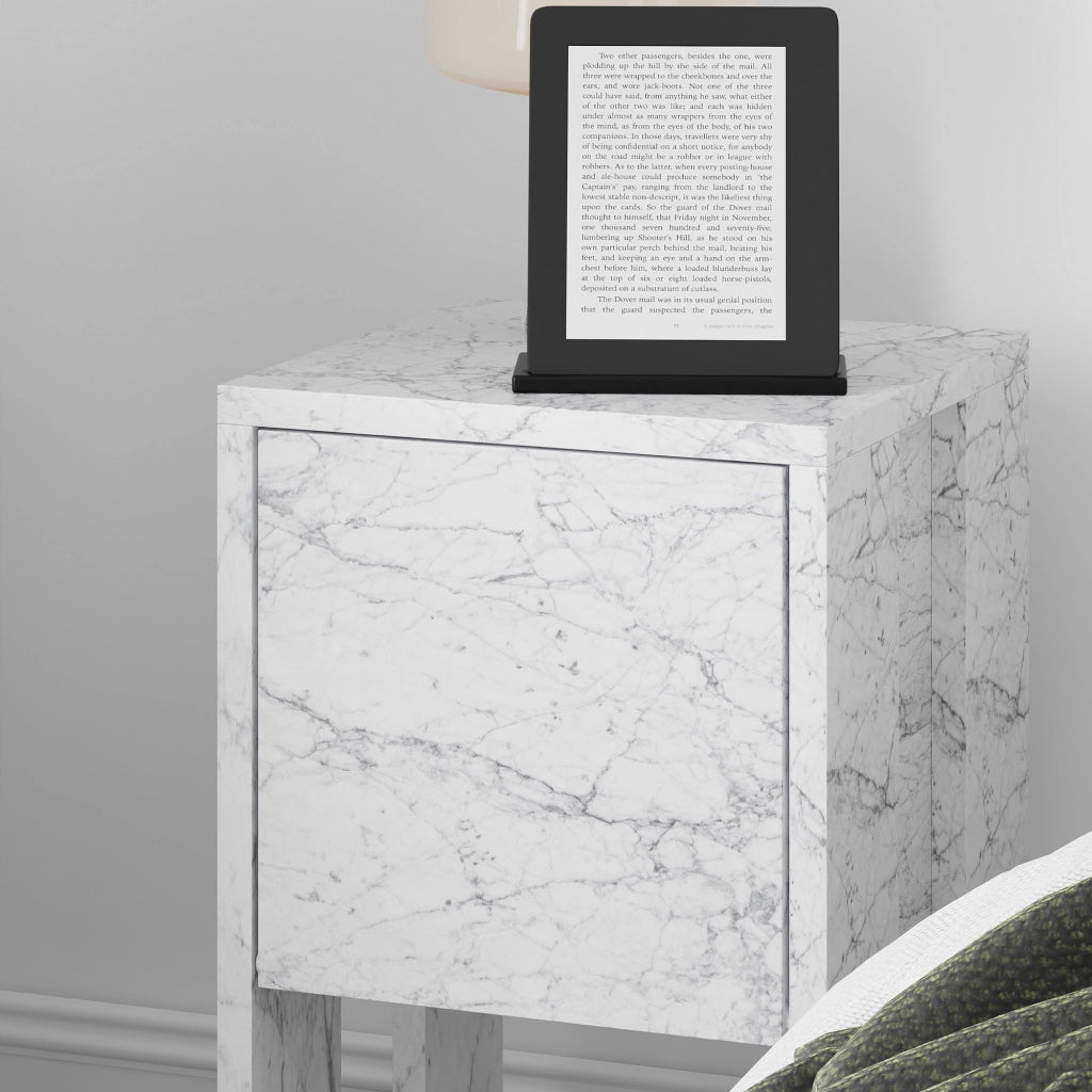 Comodino in legno "Ema" 30 x 30 x 55 cm - marmo di Carrara