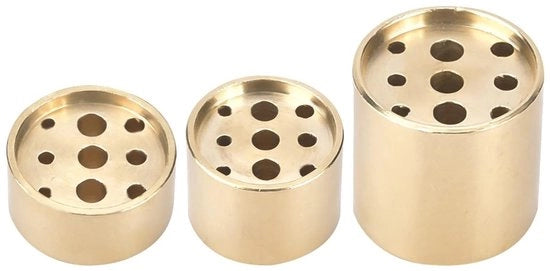 Bruciator di incenso 3 pezzi - Ottone - 9 fori - Cilindrico - Per uso domestico/albergo/ristorante - Dimensioni: 2/1,5/1 cm alto - Porta incenso
