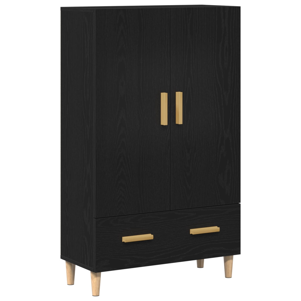 Highboard in Rovere Nero, 70x31x115 cm, Realizzato in Legno Ingegnerizzato