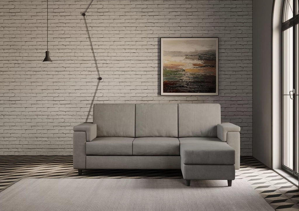 Divano marrak 3 posti (tre sedute da 60cm) + pouf misure esterne l.208 p.155 | grigio - Mobili 2G