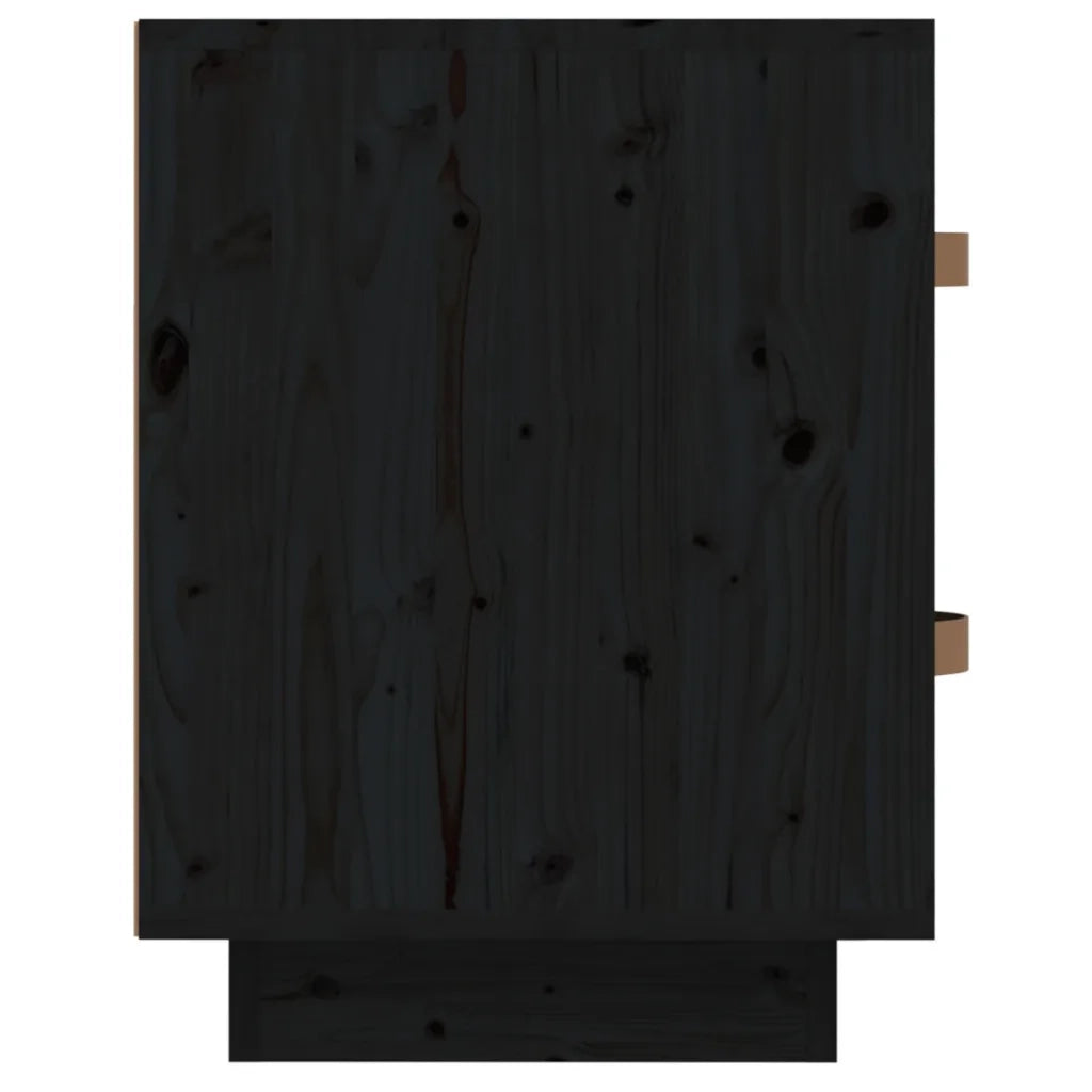 Set di 2 Comodini | Armadio da Notte | Mobiletto da notte Neri 40x34x45 cm in Legno Massello di Pino