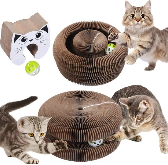 Pavimento di gatto interattivo con campanello per interni, Scrivania da gatto intelligente in cartone per giocattoli per gatti