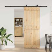 Porta scorrevole NARVIK 80 x 210 cm (213,5 cm) Naturale e Nero 3445270