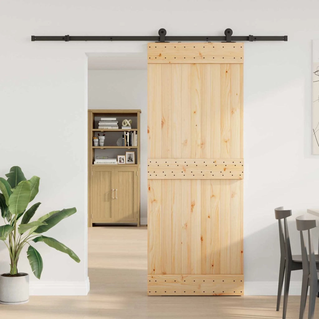 Porta scorrevole NARVIK 80 x 210 cm (213,5 cm) Naturale e Nero 3445270