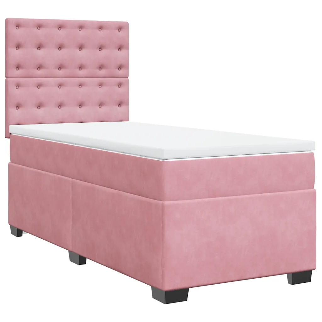 Giroletto a Molle con Materasso Rosa 90x190 cm in Velluto 3293103