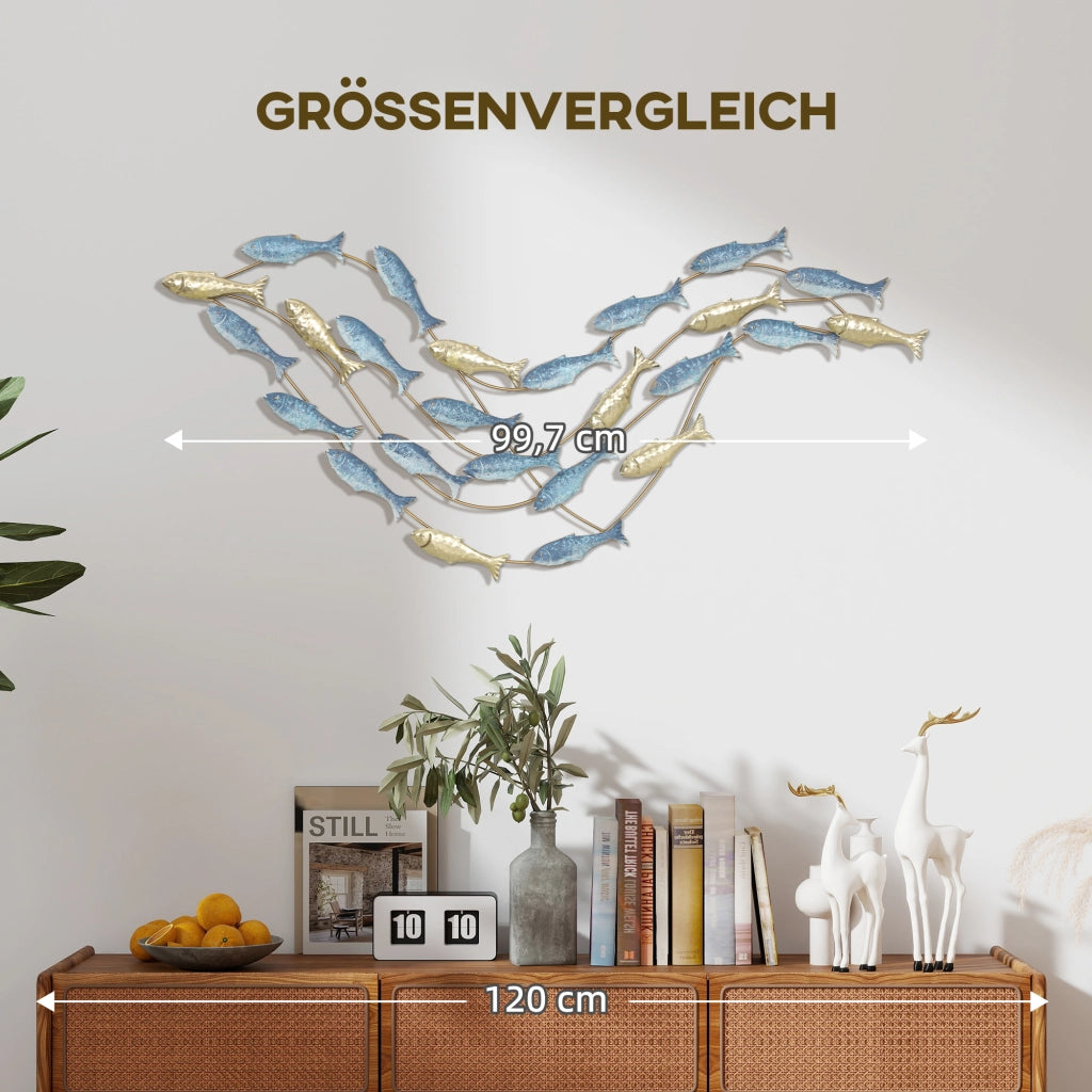 Quadro decorativo pesce ¨C Zephmum ¨C Blu, metallo, design moderno