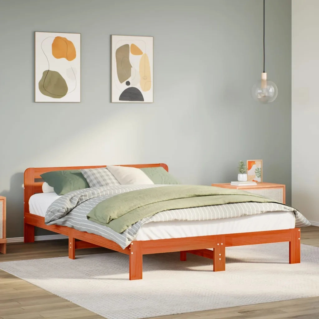 vidaXL Letto senza Materasso Marrone Cera 120x190 cm in Legno di Pino