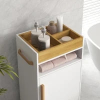 kleankin Mobiletto Bagno con Vassoio Rimovibile, Ripiano Aperto e Armadietto Chiuso, in Truciolato, 40x30x88 cm, Bianco
