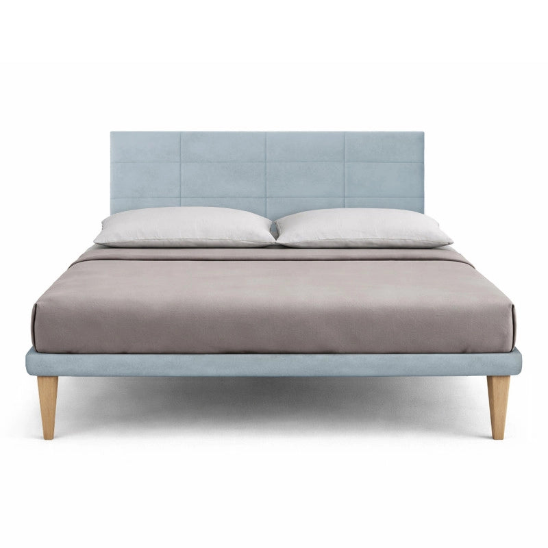 Letto imbottito Matrimoniale 180x200 cm Square - Con rete,Microfibra,Azzurro