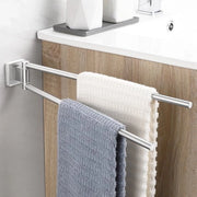 Sostegno Asciugamani Bagno con Fissaggio a Percussione 180° Rotativo Sostegno Asciugamani in Acciaio Inossidabile 304 Sostegno Asciugamani Murale con Doppio Sostegno Asciugamani Lavorato a Martello con Finestra in Argento, 39CM