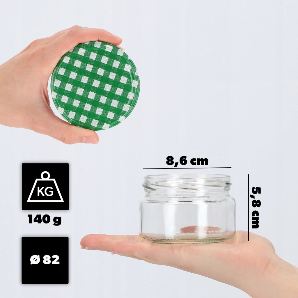Barattoli per conserve KADAX Denia 250ml 50 pezzi 82mm + coperchio "Griglia verde"