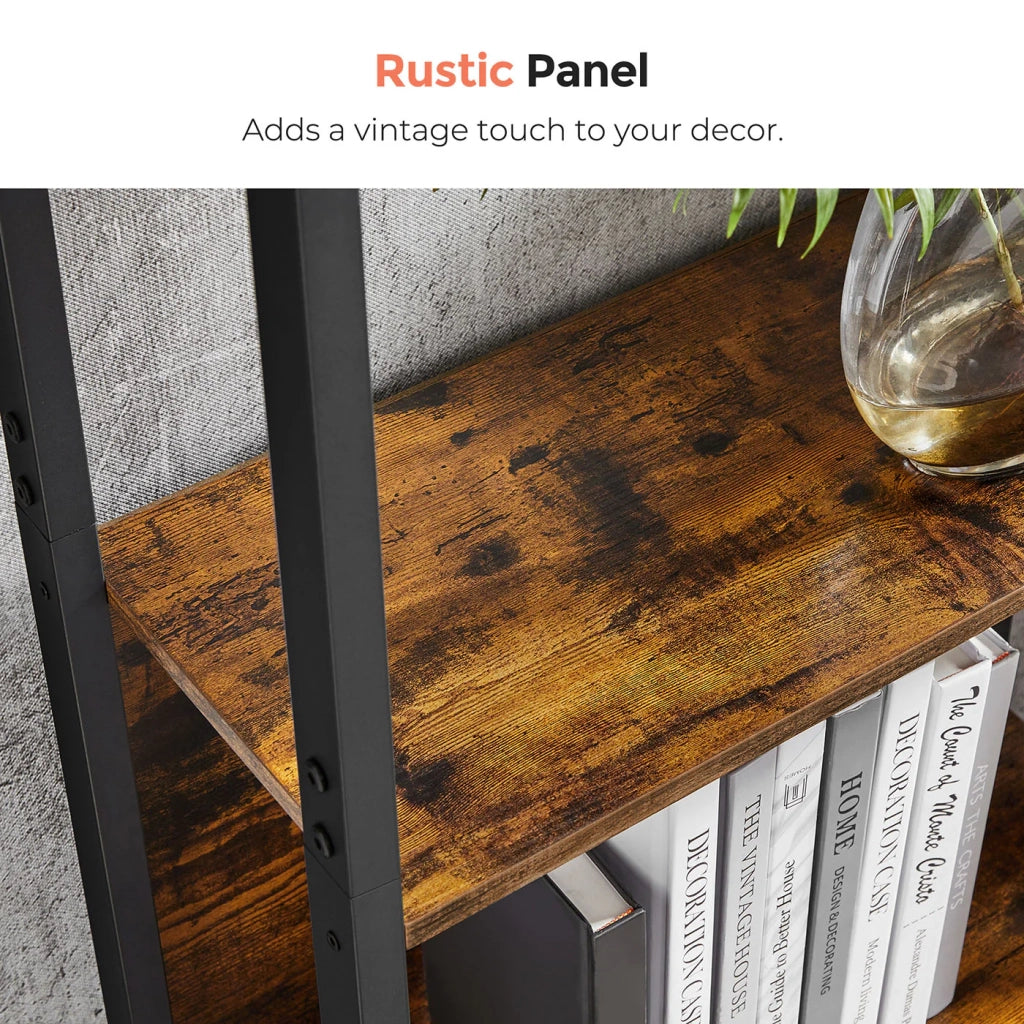 Libreria con 14 scomparti struttura in metallo per soggiorno o ufficio stile industriale 158 x 24 x 166 cm marrone rustico e nero 12_0004256