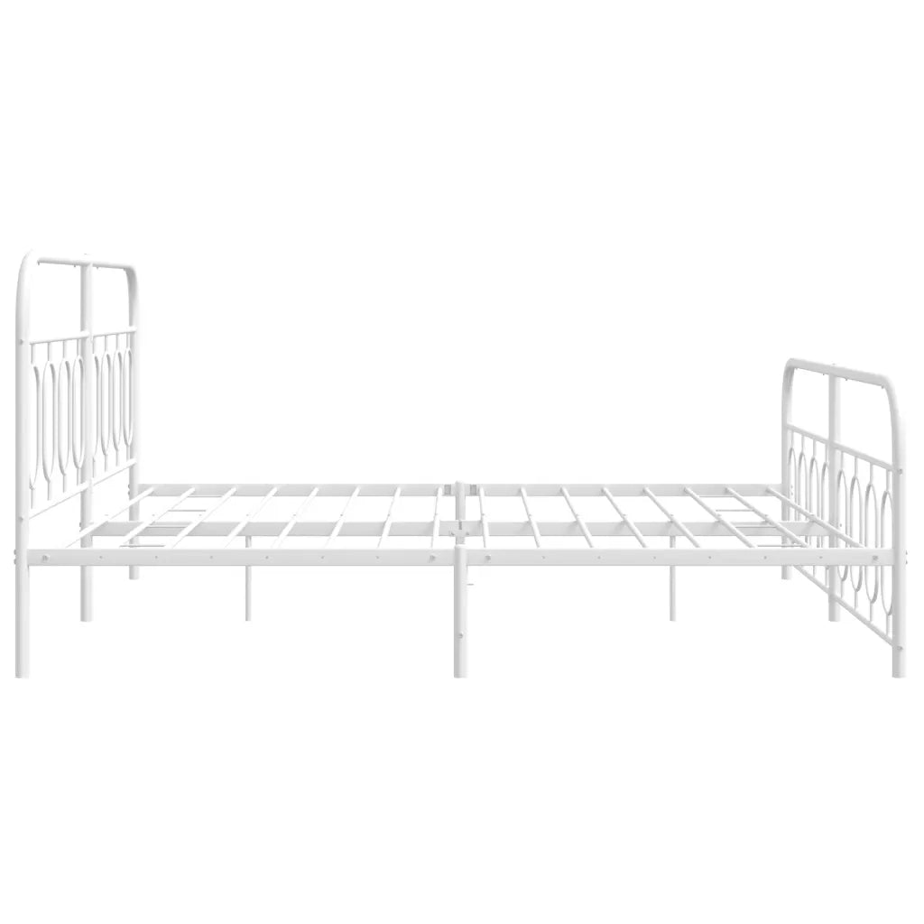 Giroletto con Testiera e Pediera-Struttura Letto Metallo Bianco 193x203 cm 927873