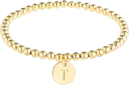 Anello personalizzabile con lettere in oro con campanelli, gioielli moda per ragazze e teenager - personalizzabile con 26 alfabeti da A a Z - anello di perle con lettere campanelli
