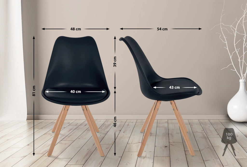 Sedia Sofia in plastica nero,natura (rotondo)