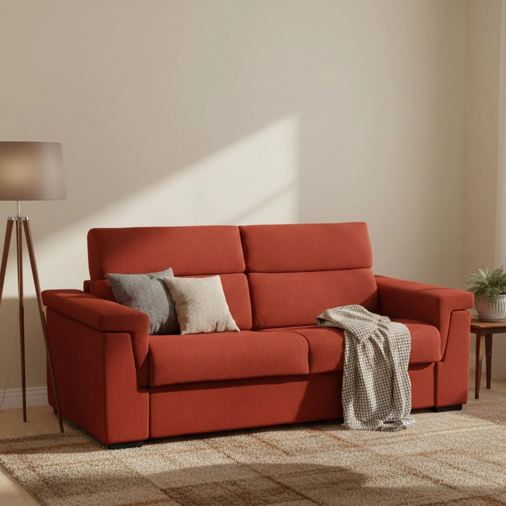 Nus, Divano Letto 3 Posti Sfoderabile Made in Italy, 225x95 cm Arancione