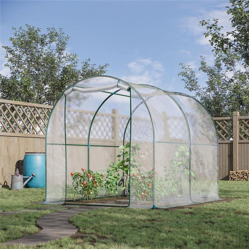 SERRA DA GIARDINO A TUNNEL CON COPERTURA IN PVC 250 X 200 X 200 CM TRASPARENTE