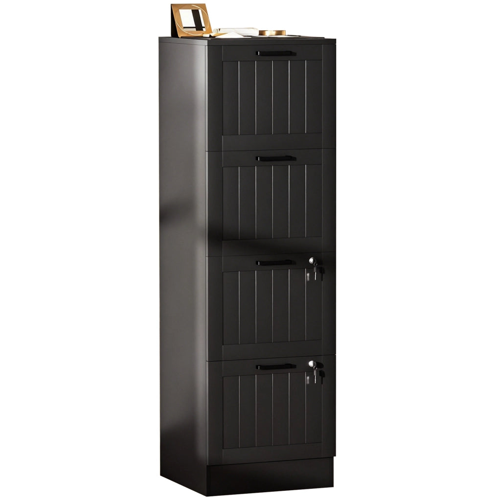 Scrivania con cassetti e sospensioni ¨C Zephmum ¨C Nero 40x40x131 cm