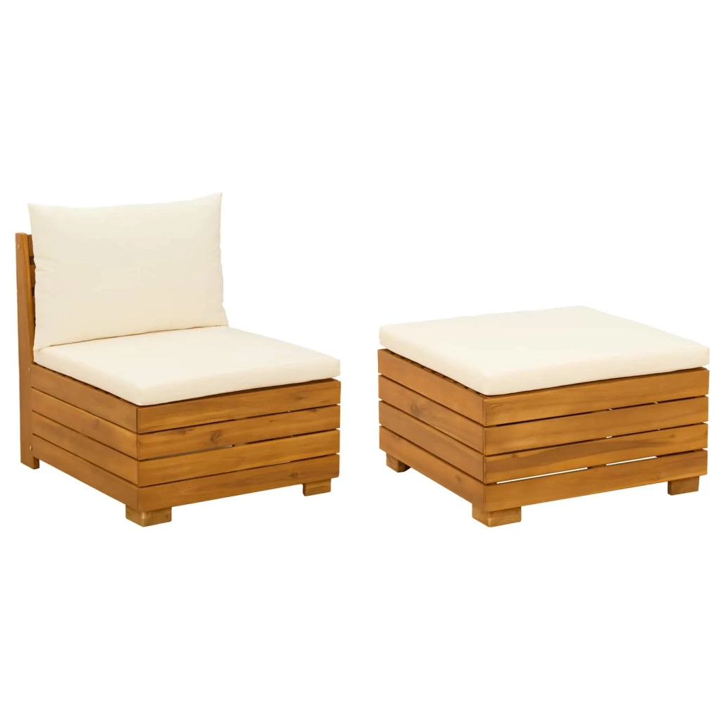 Set Lounge da Giardino 2 Pezzo Marrone Legno di Acacia Massello