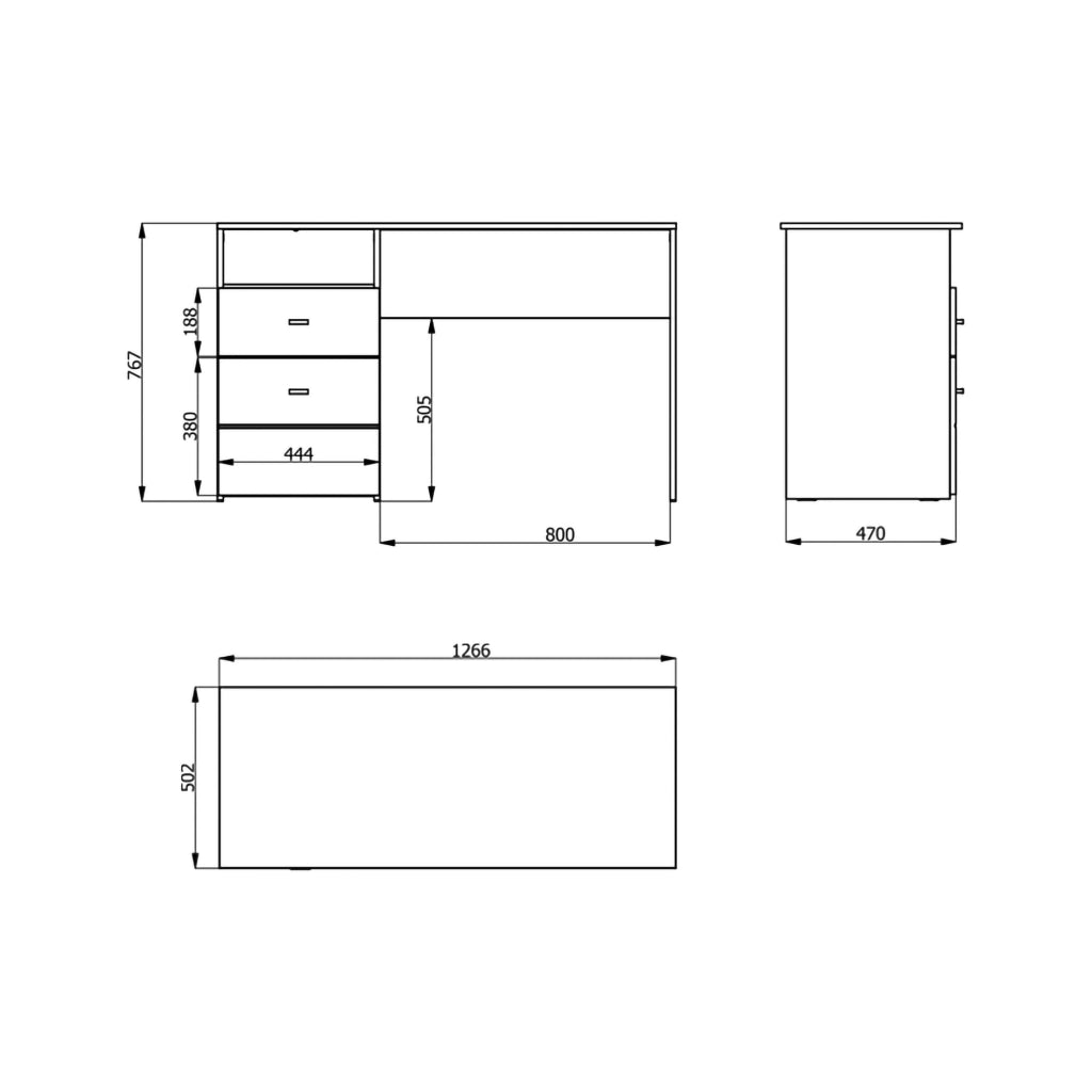 Frutal, Scrivania 2 Cassetti, 127x51x77h cm Bianco Opaco