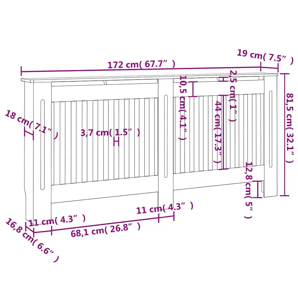 Copertura per Radiatore Bianca MDF 172 cm 244340