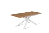 E-STYLO Tavolo allungabile con top rovere in melaminico e base in metallo bianco, 90cm X 140/ 190cm H. 76cm.