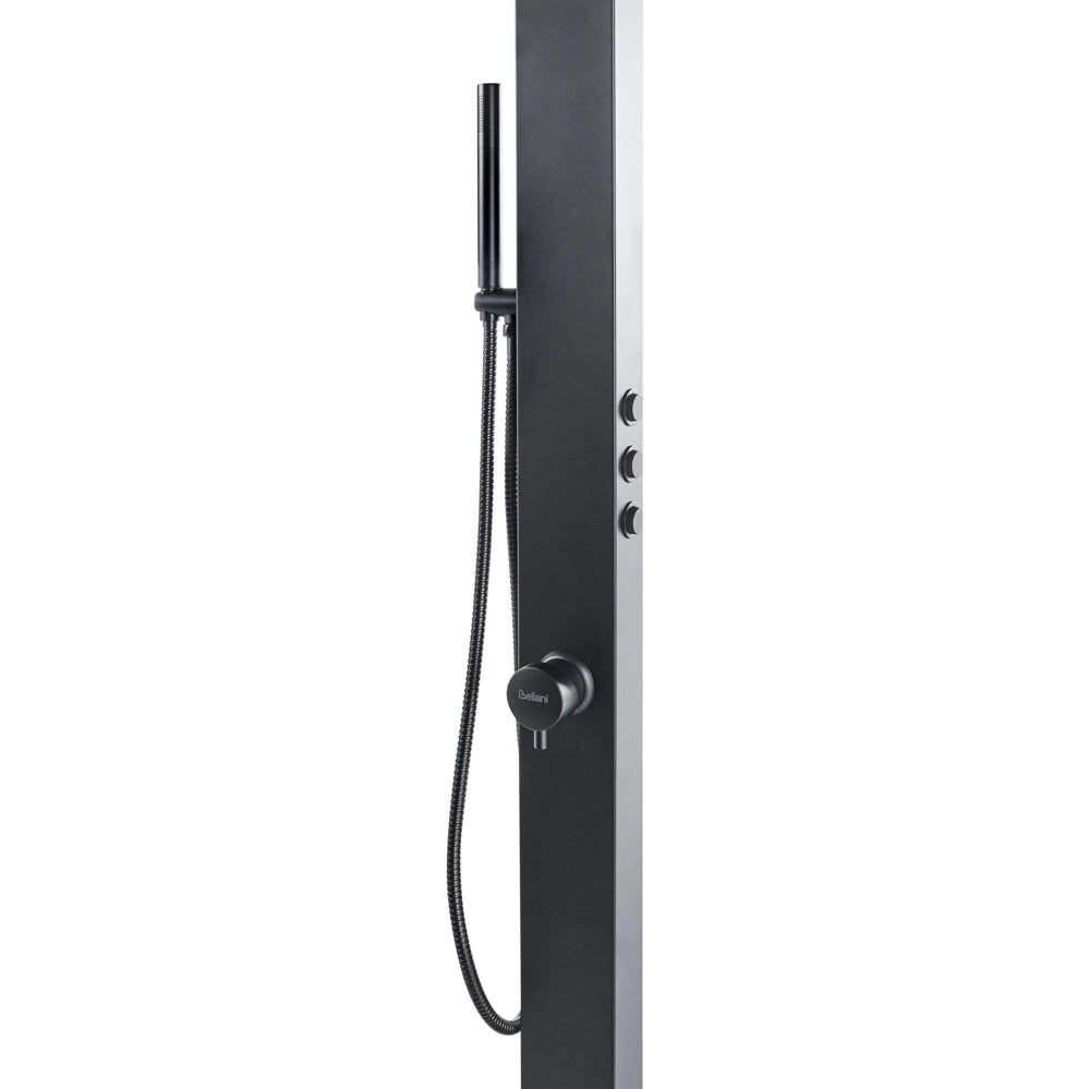 Set Doccia Miscelatore da Giardino per Esterni in Acciaio Inox Nero con Funzione Pioggia Moderno