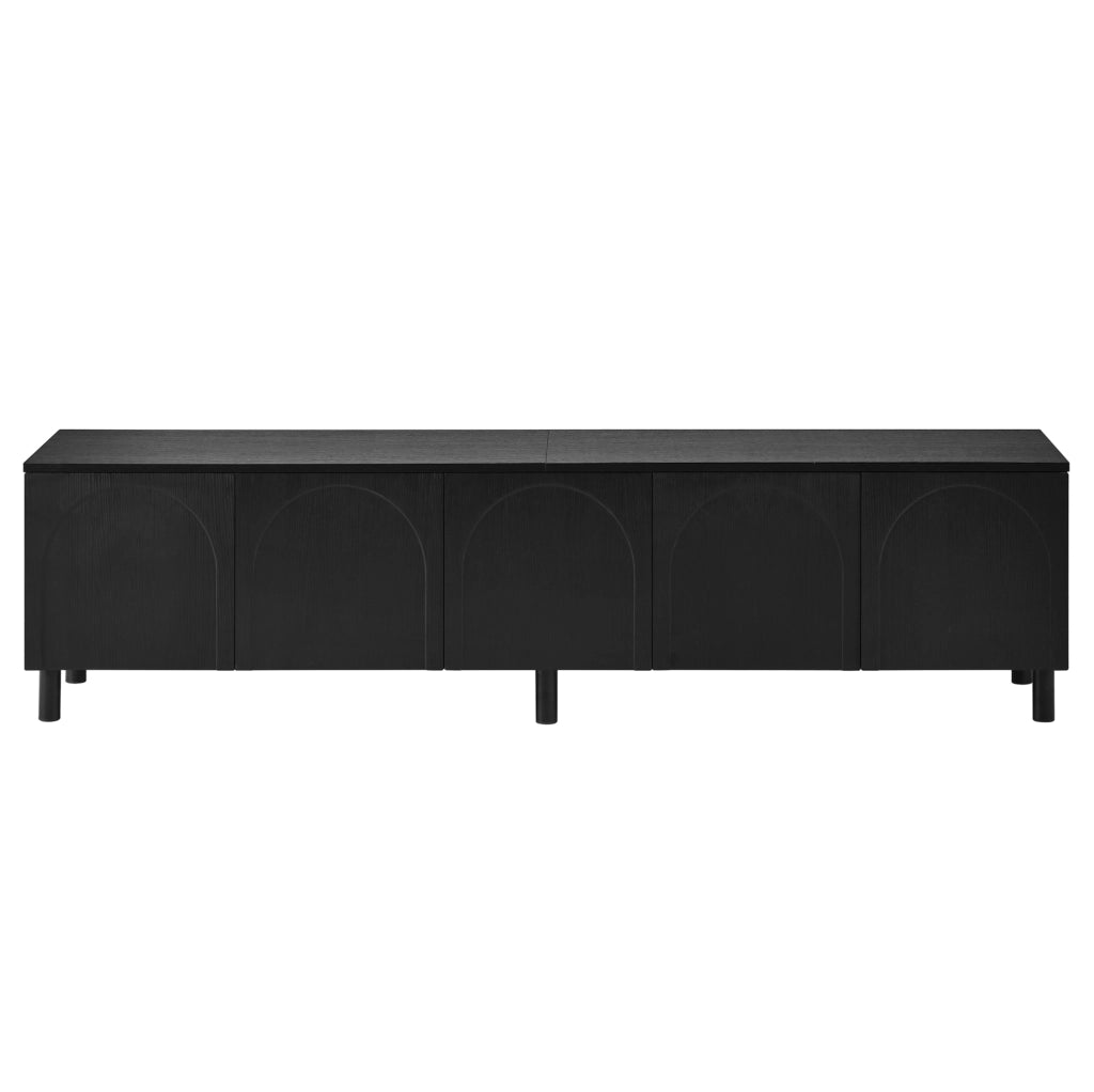 Mobile TV 180x38x45 cm con 5 ante e passacavi; in PB e MDF; nero