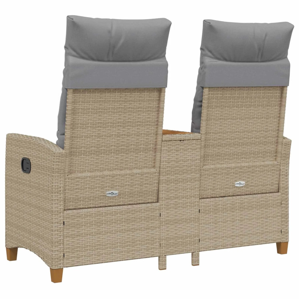 Panchina reclinabile con tavolo Beige e Grigio Chiaro 42026815