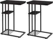 Set di 2 tavolini supplementari a forma C - moderno - nero - con 2 livelli - 40 x 26 x 61,5 cm