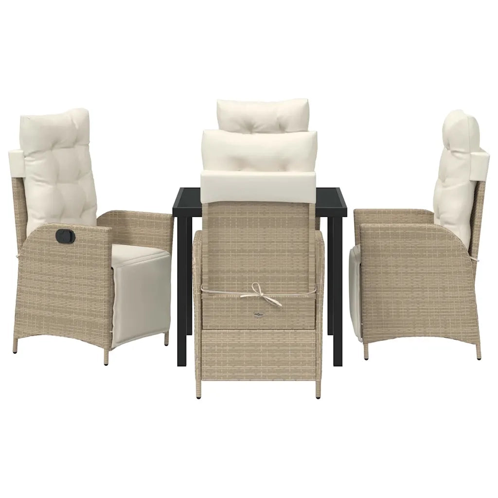 Set da Pranzo per Giardino con cuscino 5 pcs Beige polyrattan 3380555