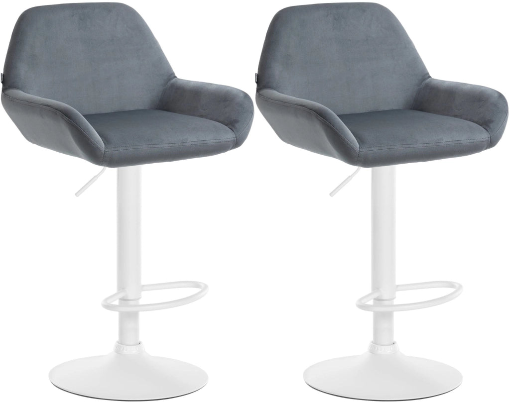 Set di 2 sgabelli da bar Braga velluto bianco 4