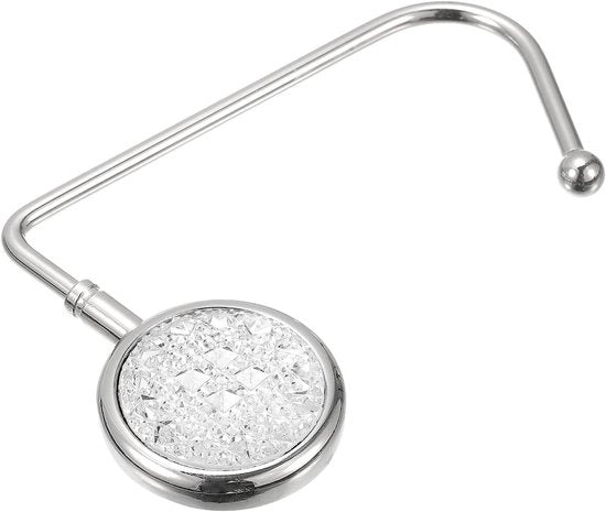 Supporto per borsa metallico portatile - Pulitore di superfici - Raccoglitore per borse da donna - Bianco