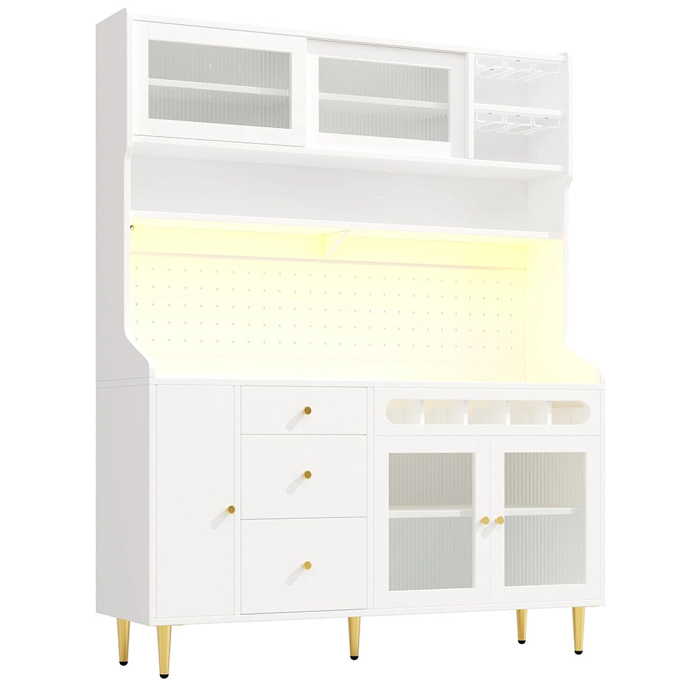 Armadio alto per soggiorno - Xylo - 145¡Á39¡Á171 cm - Bianco - Ripiani regolabili illuminazione LED