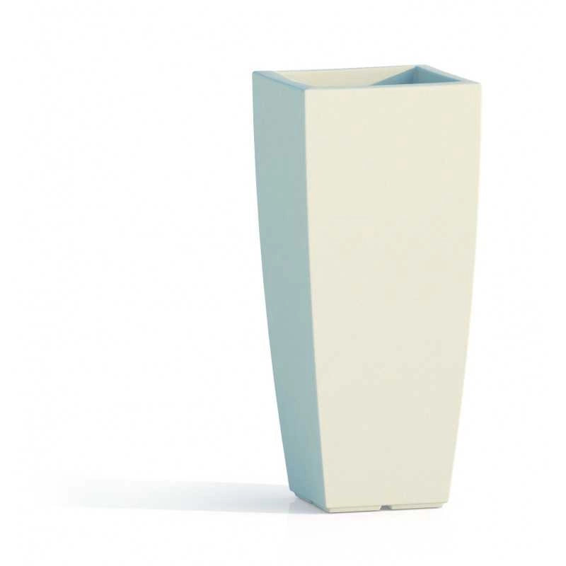 Vaso alto moderno di design 33x33 H70 in polimero bianco resistente per interno ed esterno - Made in Italy - Monacis