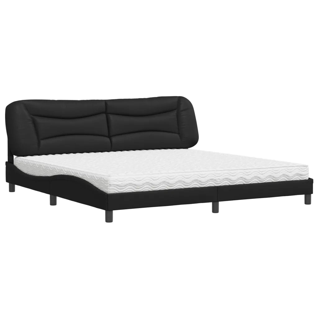 Letto con Materasso Hvar Nero 200x200 cm in Similpelle 3208745